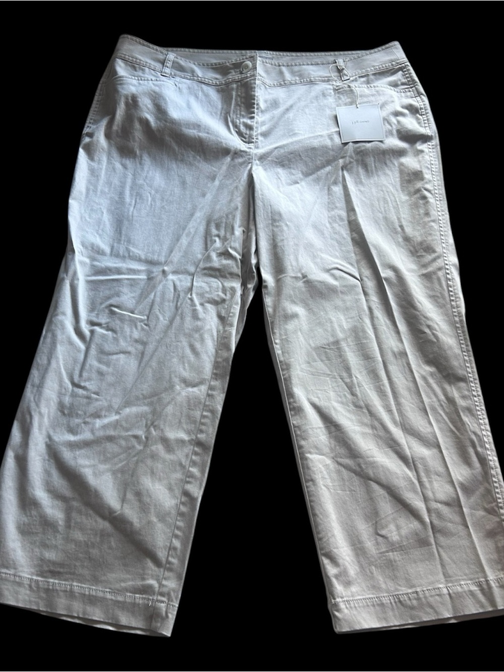 NWT J. Jill Chino Wide-Leg Cropped Pants Cotton Stretch Cream Classic Women’s 18